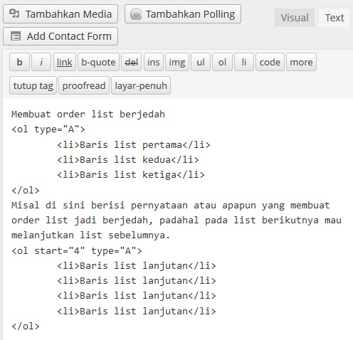 order list berjedah tipe ABC html